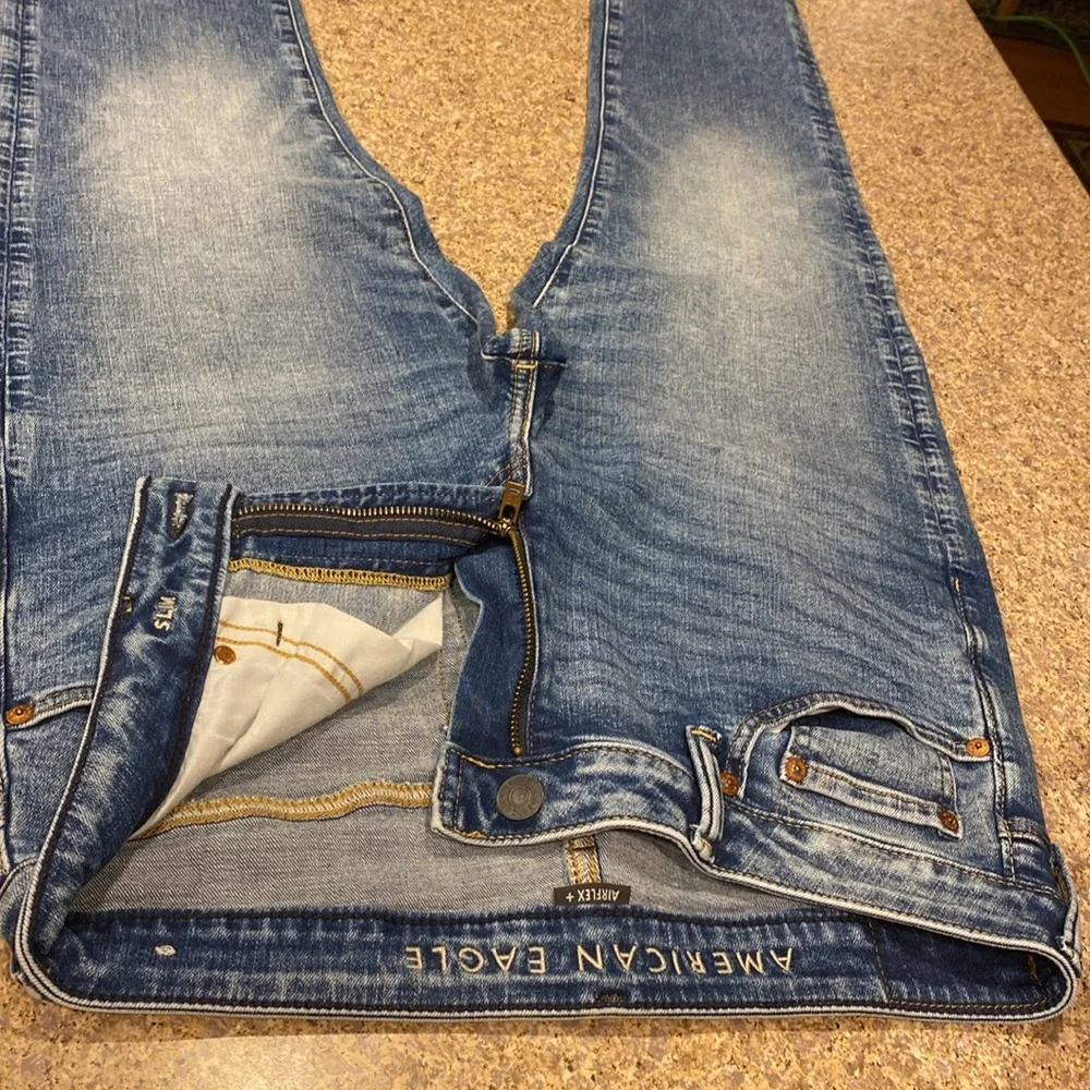 American Eagle Airflex+ Slim Blue Jeans Tag Says 33x30 - Picture 7 of 17
